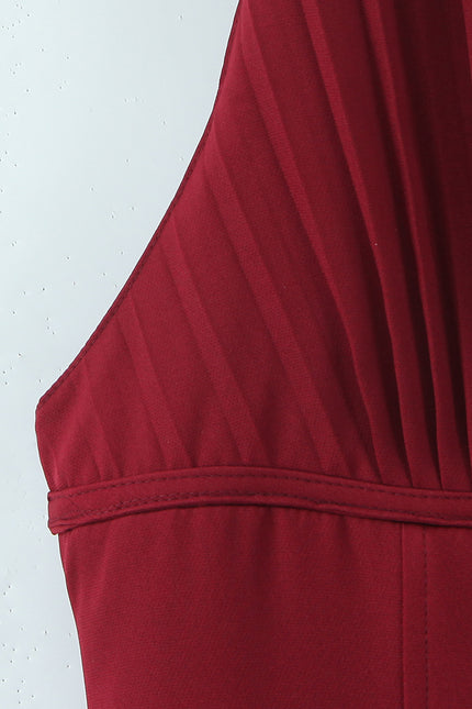 Back Hollow Out Sleeveless Red Color Hot Sale Casual Fashion Summer Mini Halter Dress for Women