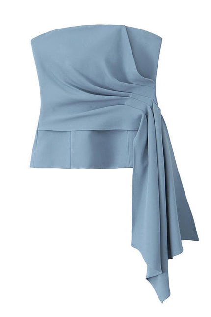 4 Colorway Strapless Solid Color Side Pleated Hot Sale Casual Fashion Women's Crop tank Top