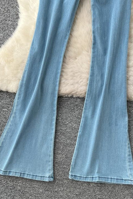 2025 Spring New Fashionable Sleeveless Waist Slimming Denim Women's Jumpsuit