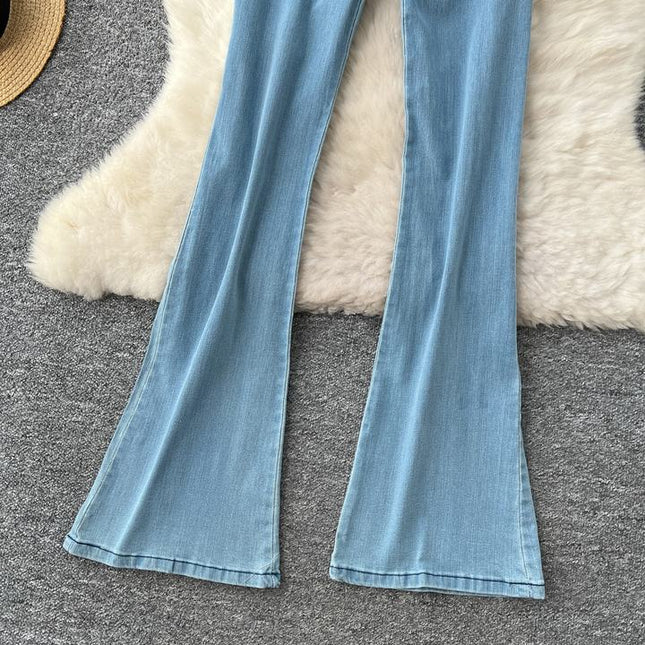 2025 Spring New Fashionable Sleeveless Waist Slimming Denim Women's Jumpsuit