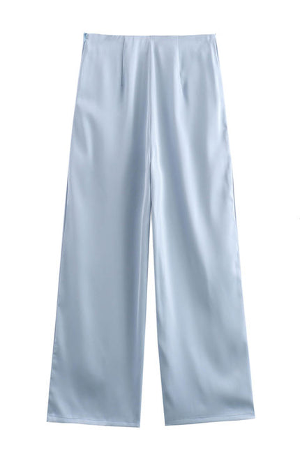 Front Bow Tie Spaghetti Strap Crop tank Top Solid Color Long Pants Women Casual 2 Piece Set