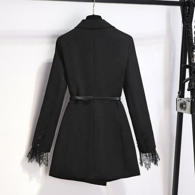 New Women's High-end Fashion Suit Jacket Dress Waist Cinching Show Slimming Temperament Suit Small Black Skirt