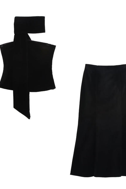 Zipper Fly Black Color Hot Sale Casual Fashion Long Skirt for Women