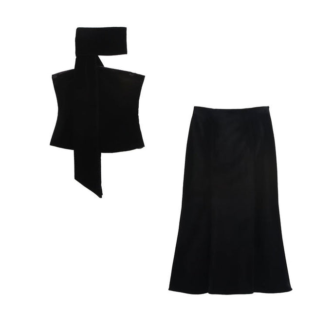 Zipper Fly Black Color Hot Sale Casual Fashion Long Skirt for Women