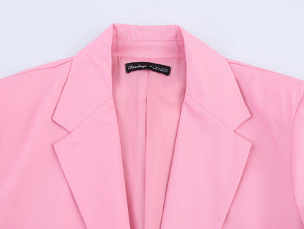 Single Buttons pink Color Long Sleeve Notched Collar Causal Fashion blazer Jacket for Women