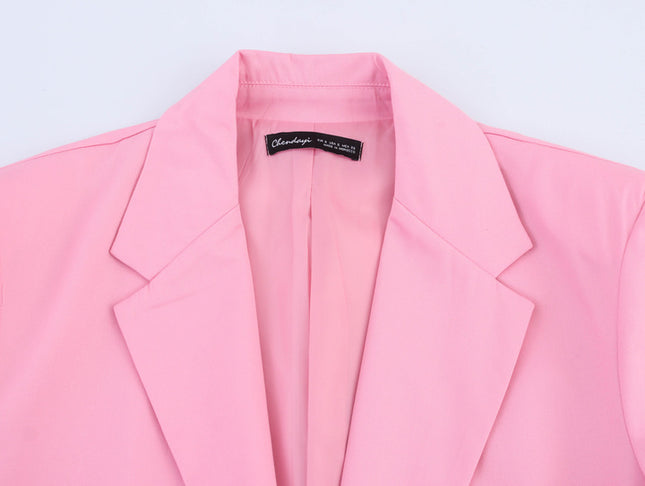 Single Buttons pink Color Long Sleeve Notched Collar Causal Fashion blazer Jacket for Women