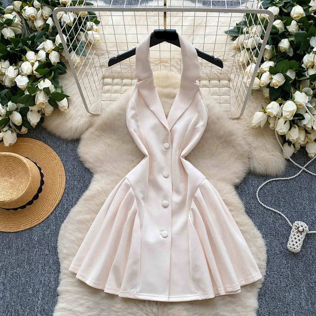 Sexy Ladies Sleeveless V Neck Backless Mini Dress Women