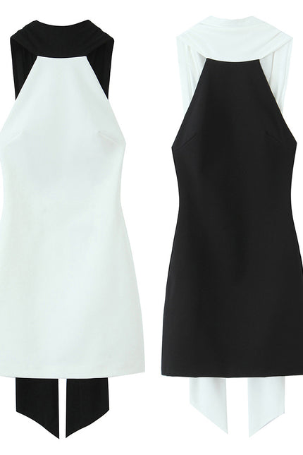 2 Colorway Solid Color Back Hollow Out Casual Fashion Summer Mini Dress for Women