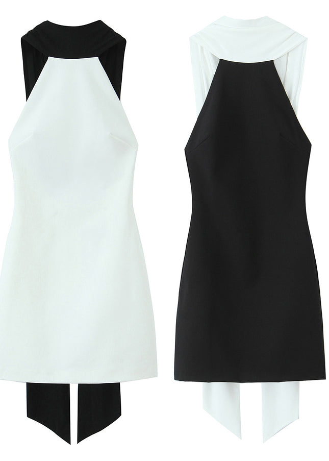 2 Colorway Solid Color Back Hollow Out Casual Fashion Summer Mini Dress for Women