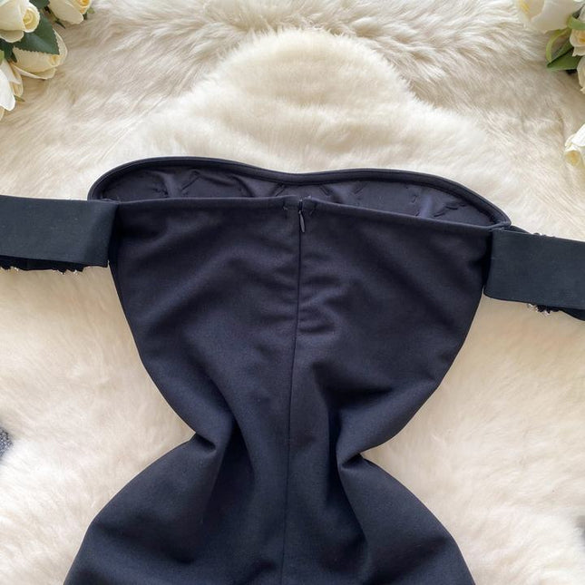 2025 New Off-shoulder Split Dress Slim Fit With Diamond Waist For Parties