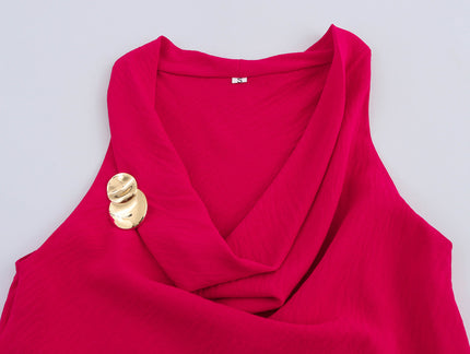 Drop Collar Rose Color Sleeveless Casual Fashion Women's tank Tops