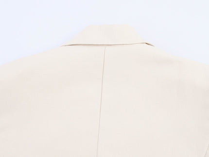 Double Breasted Beige Color Long Sleeve Notched Collar Casual Fashion blazer Jacket for Women
