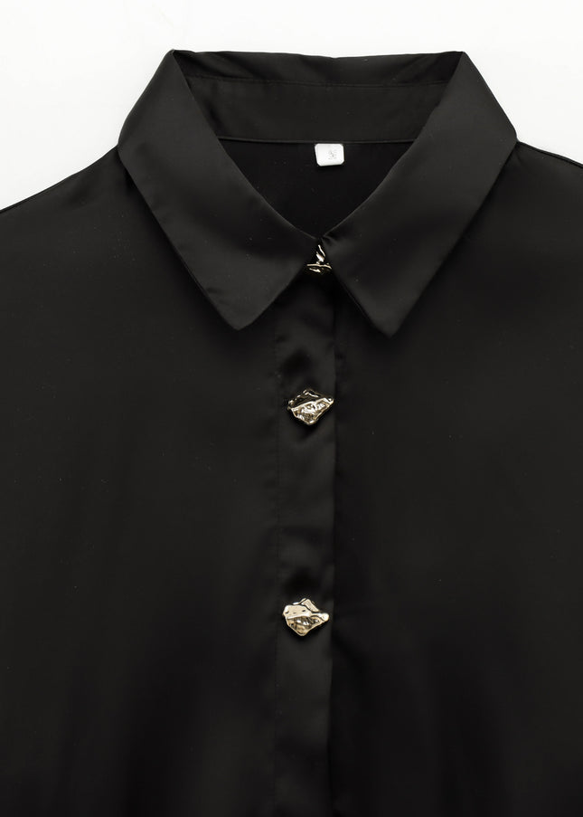 2 Colorway Turn Down Collar Buttons up Solid Color Long Sleeve Casual Fashion Tops Blouse for Women