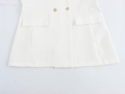Patchwork Design White Black Color Double Breasted Long Sleeve Casual Fashion blazer for Women