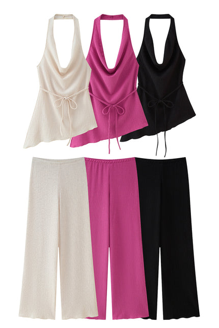 3 Colorway Back Hollow Out Solid Color Sleeveless Casual Fashion Women's Halter tank Top