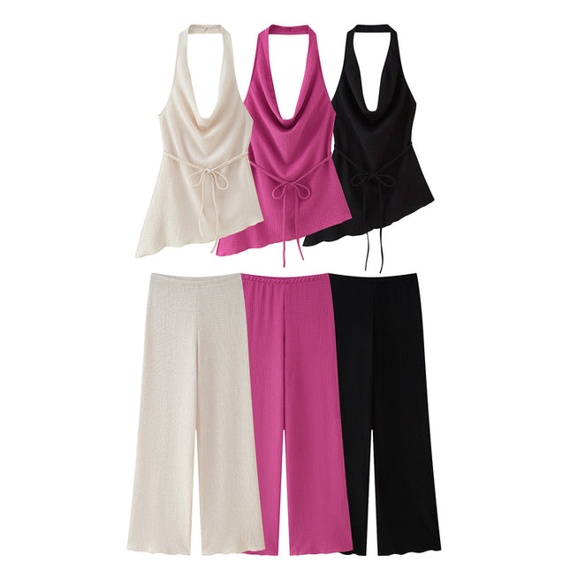 3 Colorway Back Hollow Out Solid Color Sleeveless Casual Fashion Women's Halter tank Top