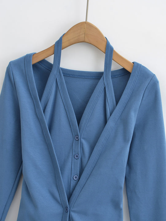 5 Colorway Solid Color Buttons up Long Sleeve Casual Fashion Women t Shirt