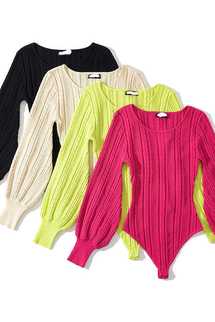4 Colorway Crew Neck Long Sleeve Solid Color Casual Fashion Solid Color Women Bodysuit