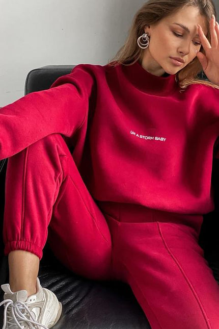 PASUXI Hot Sale Spring Female Clothing Fashion Turtleneck Letter Print Pullover Hoodies and Trousers Sports Sets