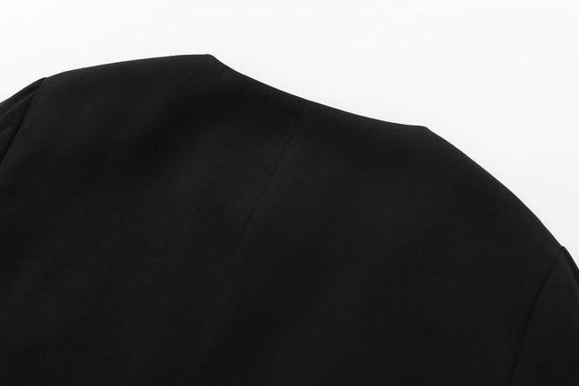 3 Colorway ekip boyun tek göğüslü uzun kollu düz renk rahat moda ceket kadınlar için