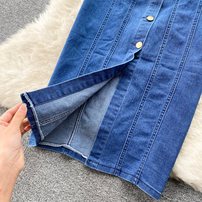 Vestido de denim feminino, sensual vestido casual elegante, de alça única, para mulheres, lace up, controlado na cintura, moda de emagrecimento
