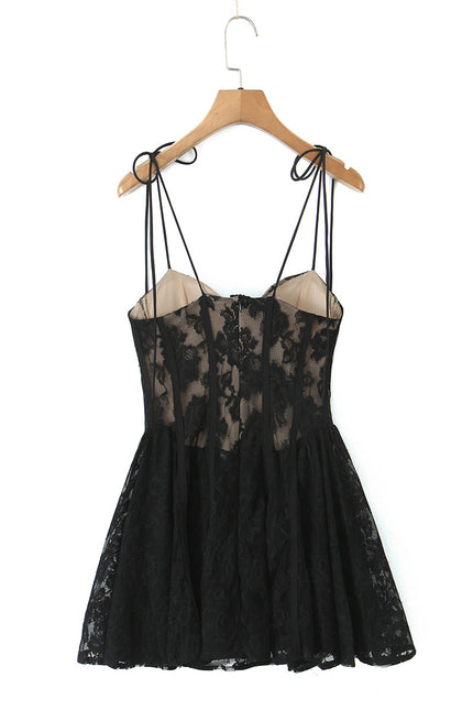 2 Colorway Solid Color Floral Lace Spaghetti Strap Casual Fashion Summer Mini slip Dress for Women