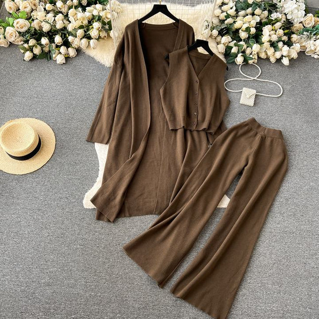 Autumn Basics 3 Piece Set Women Top Dress Set Wholesale