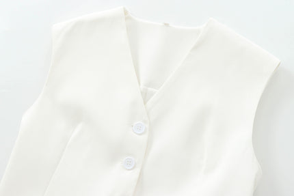2 Colorway Solid Color Buttons up Casual Fashion Waistcoat Vest for Women