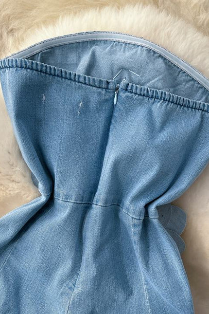 2025 Spring New Fashionable Sleeveless Waist Slimming Denim Women's Jumpsuit
