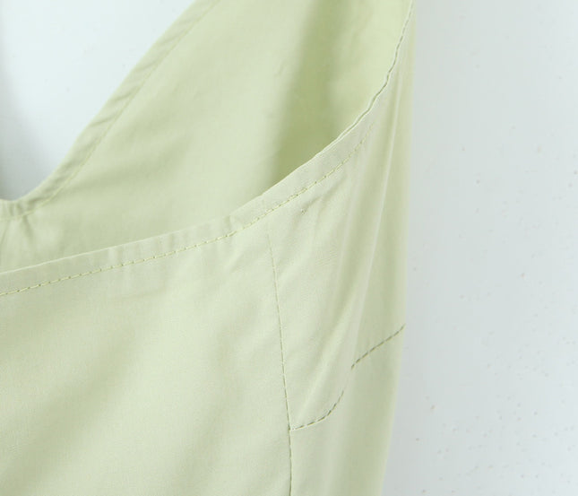 2 Colorway Solid Color Back Hollow Out Sleeveless Casual Fashion Cotton Halter Dress for Women
