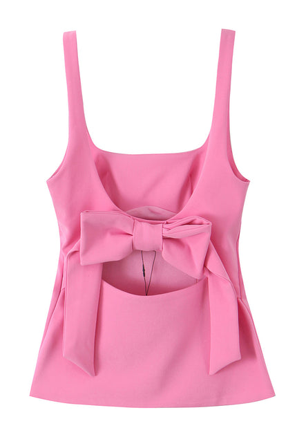 3 Colorway Back Hollow Out Bow Tie Spaghetti Strap Casual Fashion Women's tank Tops