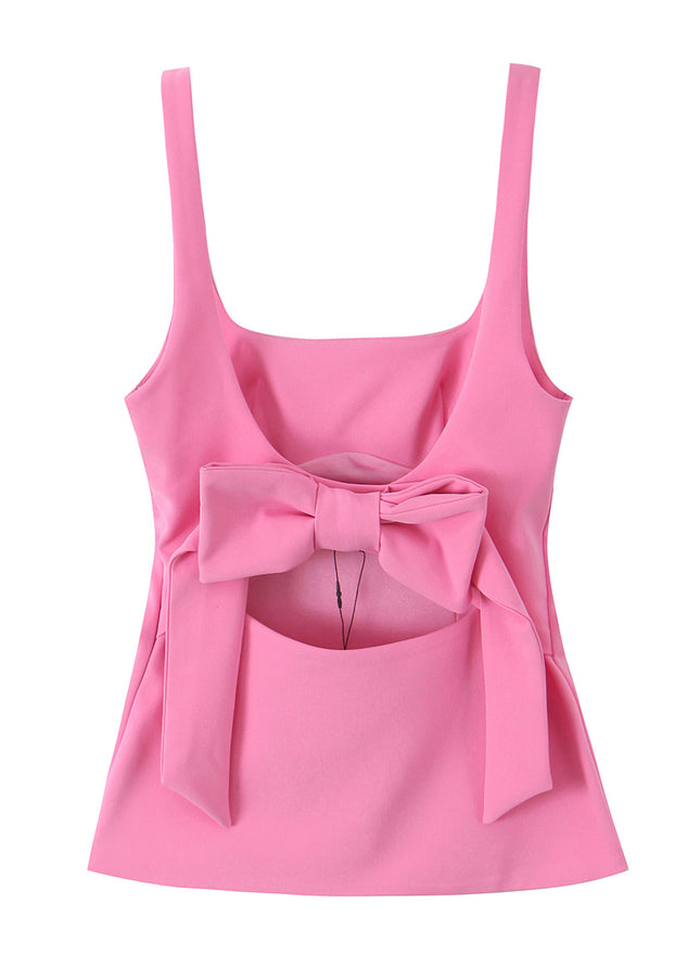 3 Colorway Back Hollow Out Bow Tie Spaghetti Strap Casual Fashion Women's tank Tops