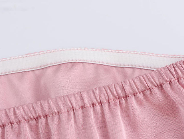 Strapless Zipper Fly pink Color tank Top Zipper Fly Long Pants Casual Fashion Women 2 Piece Set