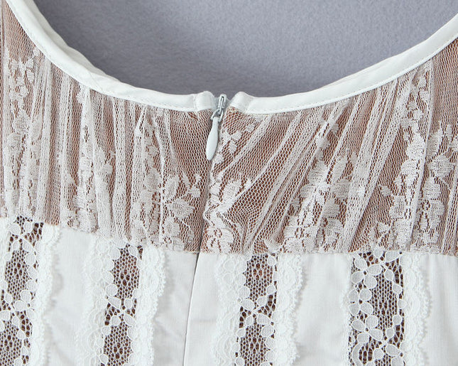 Spaghetti Strap White Color Front Lace up Hot Sale Casual Fashion Cotton Mini slip Dress for Women
