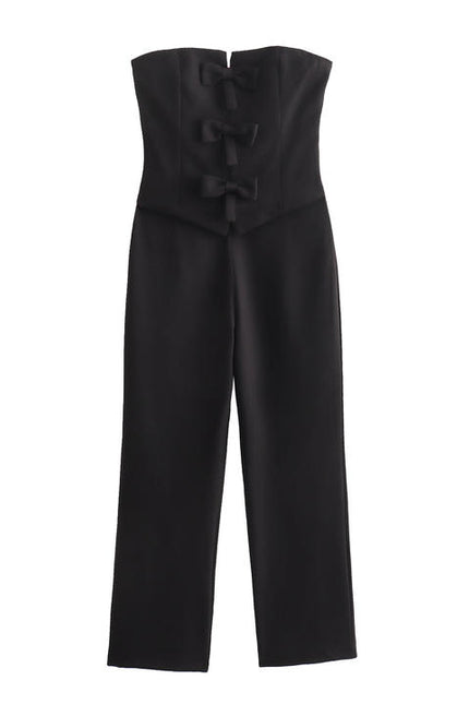 2 Colorway Solid Color Front Bow Tie Strapless Hot Sale Casual Fashion Elegant Women One Piece Jumpsuit