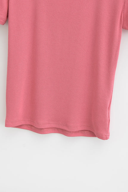 5 Colorway Crew Neck Short Sleeve Solid Color Knitted Casual Fashion Women's T-shirt
