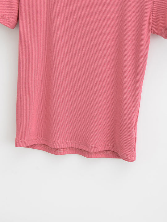 5 Colorway Crew Neck Short Sleeve Solid Color Knitted Casual Fashion Women's T-shirt