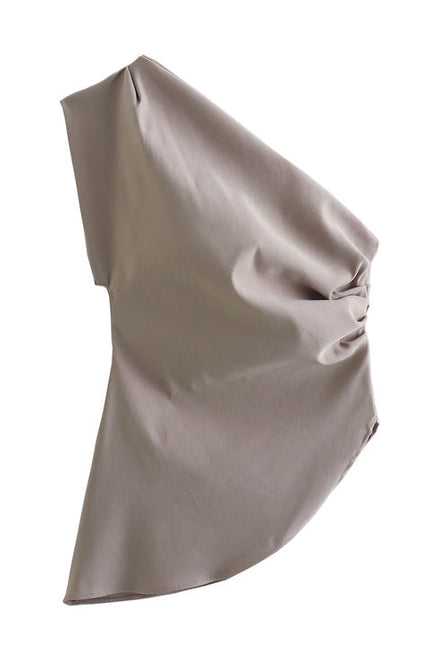 3 Colorway One Shoulder Design Solid Color Pleated Casual Fashion tank Tops for Women
