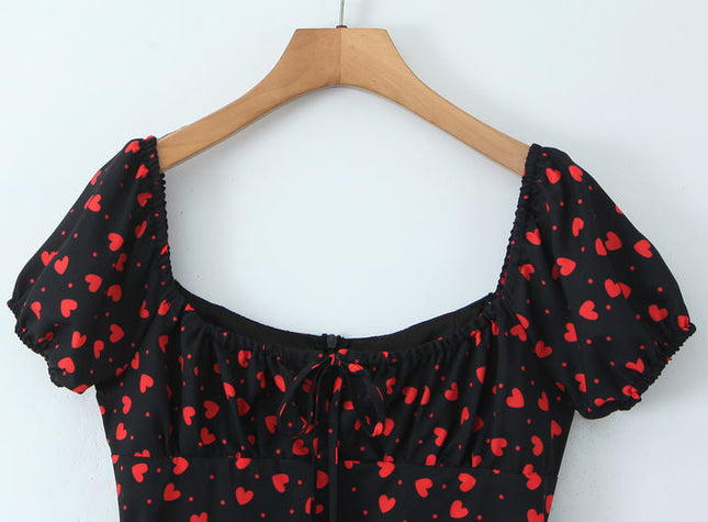 2 Colorway Short Sleeve Floral Print Front Slit Casual Fashion Summer Mini Dress for Women