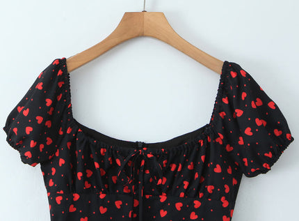 2 Colorway Short Sleeve Floral Print Front Slit Casual Fashion Summer Mini Dress for Women