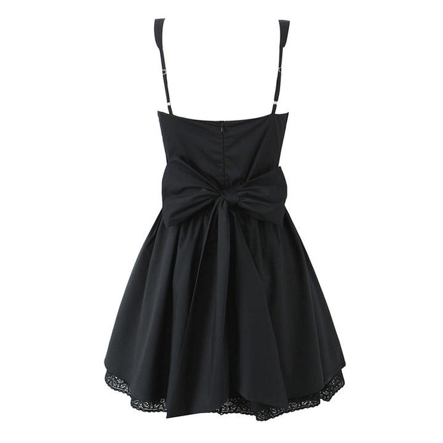 3 Colorway Shoulder Strap Solid Color Back Bow Tie Casual Fashion Summer Mini slip Dress for Women