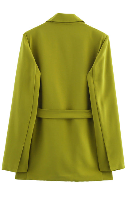 Green Color Long Sleeve Notched Collar Casual Fashion blazer Jacket for Women
