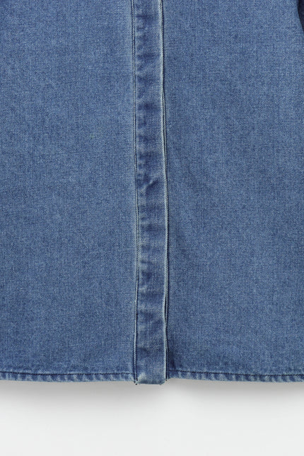 Turn Down Collar Denim Blue Color Buttons up Long Sleeve Casual Fashion Jeans Tops for Women