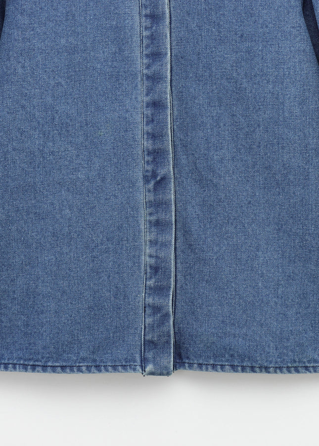 Turn Down Collar Denim Blue Color Buttons up Long Sleeve Casual Fashion Jeans Tops for Women