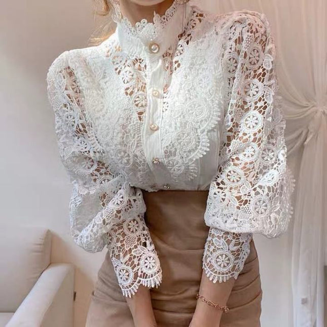Hot Sale Women Clothing Lace Floral Ladies Tops Shirt