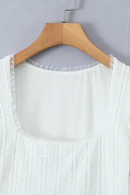Square Collar White Color Short Sleeve Hot Sale Casual Fashion Summer t Shirt for Women