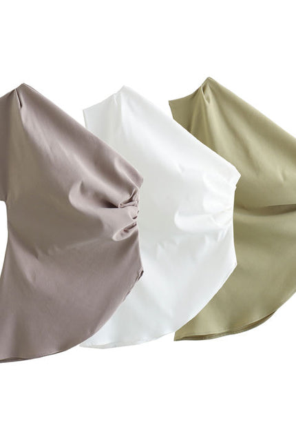 3 Colorway One Shoulder Design Solid Color Pleated Casual Fashion tank Tops for Women