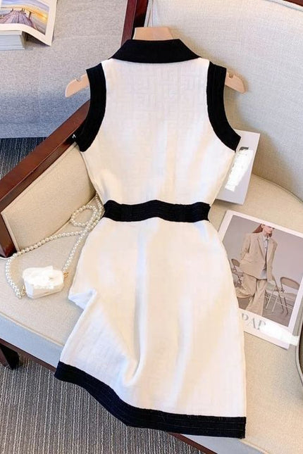 Fashion Style Black and White Women Mini Dress Jacquard Casual Summer Ladies Dress