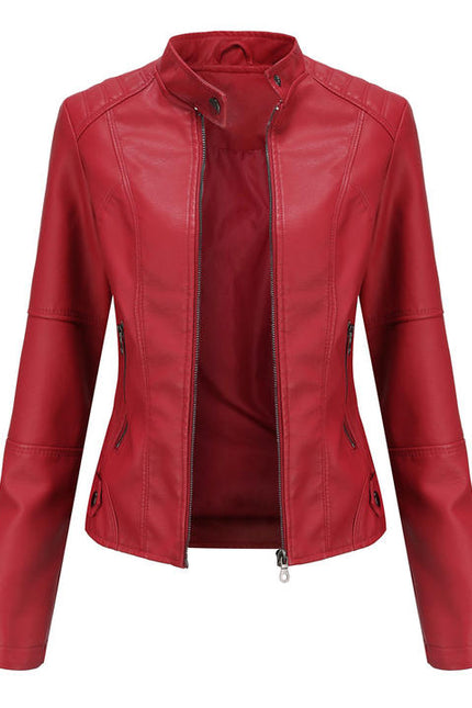 Women Leather Jacket Slim Thin Spring Autumn Biker Large Size Leather Jacket