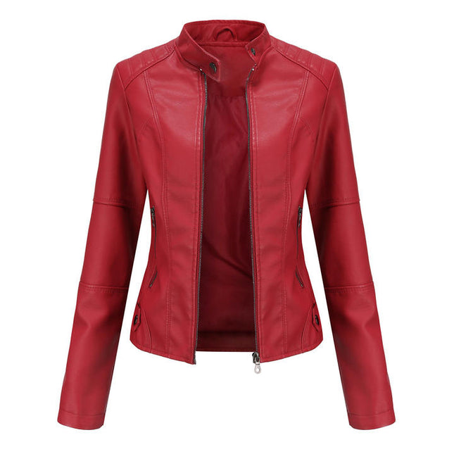 Women Leather Jacket Slim Thin Spring Autumn Biker Large Size Leather Jacket